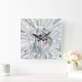 Miniatur Schnauzer Mosaik Art Quadratische Wanduhr (Zuhause)