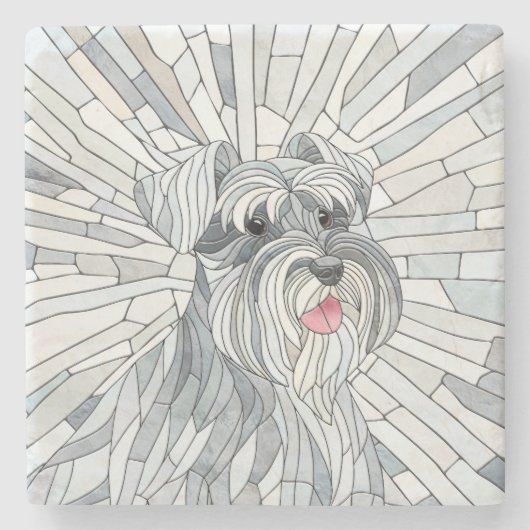 Miniatur Schnauzer Mosaik Art Steinuntersetzer (Vorderseite)
