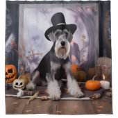 Miniatur Schnauzer Pumpkins Halloween Beängstigend Duschvorhang (Vorderseite)