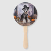 Miniatur Schnauzer Pumpkins Halloween Beängstigend Fächer (Vorderseite)