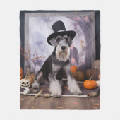 Miniatur Schnauzer Pumpkins Halloween Beängstigend Fleecedecke (Vorderseite)