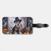 Miniatur Schnauzer Pumpkins Halloween Beängstigend Gepäckanhänger (Rückseite horizontal)