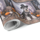 Miniatur Schnauzer Pumpkins Halloween Beängstigend Geschenkpapier (Rolleneckpunkt)