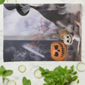 Miniatur Schnauzer Pumpkins Halloween Beängstigend Geschirrtuch (Gefaltet)