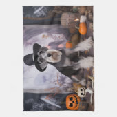 Miniatur Schnauzer Pumpkins Halloween Beängstigend Geschirrtuch (Vertikal)