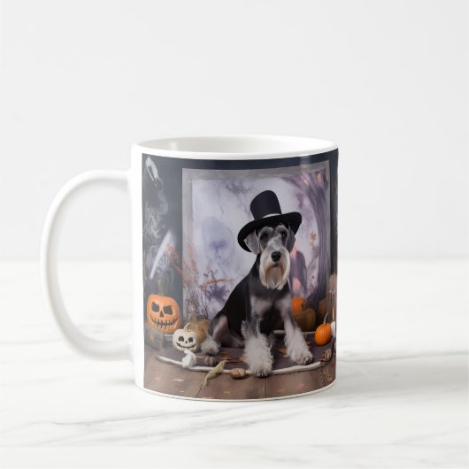 Miniatur Schnauzer Pumpkins Halloween Beängstigend Kaffeetasse (Links)