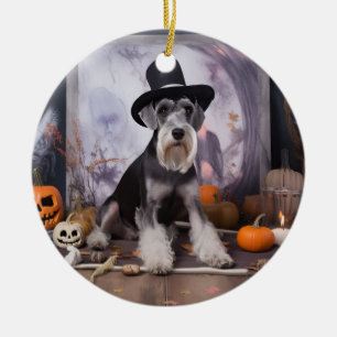 Miniatur Schnauzer Pumpkins Halloween Beängstigend Keramik Ornament