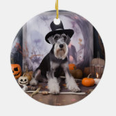 Miniatur Schnauzer Pumpkins Halloween Beängstigend Keramik Ornament (Hinten)