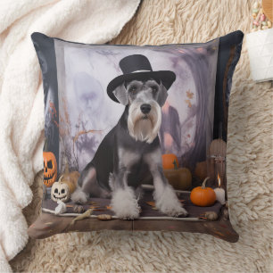 Miniatur Schnauzer Pumpkins Halloween Beängstigend Kissen