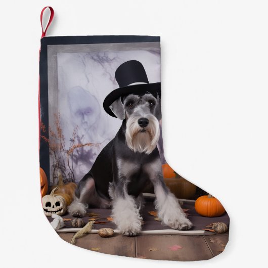 Miniatur Schnauzer Pumpkins Halloween Beängstigend Kleiner Weihnachtsstrumpf (Vorderseite)