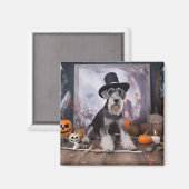 Miniatur Schnauzer Pumpkins Halloween Beängstigend Magnet (Vorderseite/Rückseite)