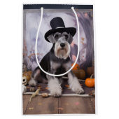 Miniatur Schnauzer Pumpkins Halloween Beängstigend Mittlere Geschenktüte (Vorderseite)