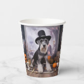 Miniatur Schnauzer Pumpkins Halloween Beängstigend Pappbecher (Rückseite)