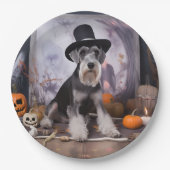 Miniatur Schnauzer Pumpkins Halloween Beängstigend Pappteller (Vorderseite)
