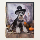 Miniatur Schnauzer Pumpkins Halloween Beängstigend Planer (Vorderseite)