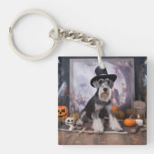 Miniatur Schnauzer Pumpkins Halloween Beängstigend Schlüsselanhänger (Vorderseite)