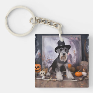 Miniatur Schnauzer Pumpkins Halloween Beängstigend Schlüsselanhänger