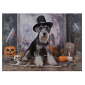 Miniatur Schnauzer Pumpkins Halloween Beängstigend Schneidebrett (Vorderseite)