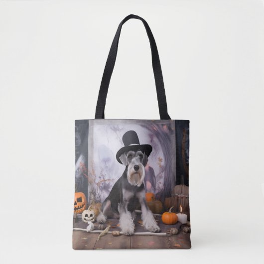 Miniatur Schnauzer Pumpkins Halloween Beängstigend Tasche (Vorderseite)