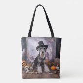 Miniatur Schnauzer Pumpkins Halloween Beängstigend Tasche (Rückseite)