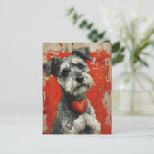 Miniatur Schnauzer Vintag Valentinstag Postkarte (Stehend Vorderseite)