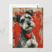 Miniatur Schnauzer Vintag Valentinstag Postkarte (Vorne/Hinten)