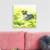 Miniatur Schnauzer Wasserfarbe Digitale Kunst Leinwanddruck (Insitu (Wohnzimmer))