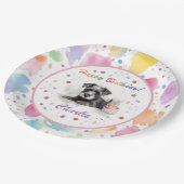 Miniatur Schnauzer Wasserfarbpapier-Platte Pappteller (Schrägansicht)