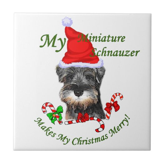 Miniatur Schnauzer Weihnachten Fliese (Vorderseite)