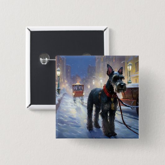 Miniatur Schnauzer Weihnachtsfeiertage Button (Vorne & Hinten)