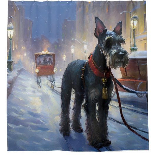 Miniatur Schnauzer Weihnachtsfeiertage Duschvorhang (Vorderseite)