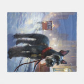 Miniatur Schnauzer Weihnachtsfeiertage Fleecedecke (Vorderseite (Horizontal))