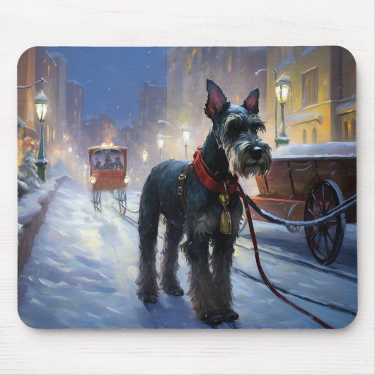 Miniatur Schnauzer Weihnachtsfeiertage Mousepad (Vorne)