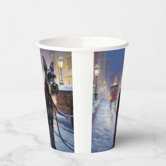 Miniatur Schnauzer Weihnachtsfeiertage Pappbecher (Links)