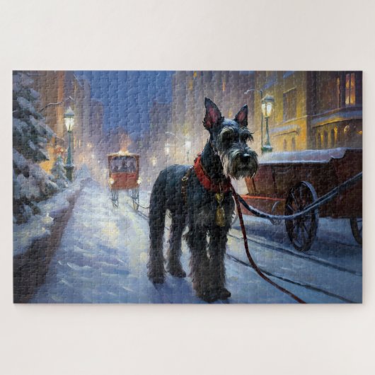 Miniatur Schnauzer Weihnachtsfeiertage Puzzle (Horizontal)