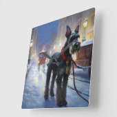 Miniatur Schnauzer Weihnachtsfeiertage Quadratische Wanduhr (Winkel)
