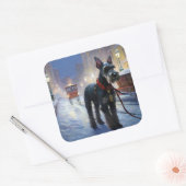 Miniatur Schnauzer Weihnachtsfeiertage Quadratischer Aufkleber (Umschlag)