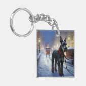 Miniatur Schnauzer Weihnachtsfeiertage Schlüsselanhänger (Vorderseite links)