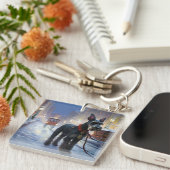 Miniatur Schnauzer Weihnachtsfeiertage Schlüsselanhänger (Vorderseite rechts)