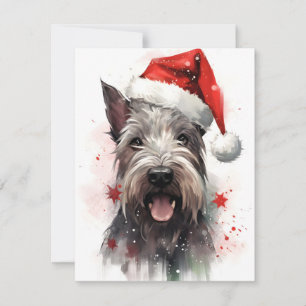 Miniatur Schnauzer Weihnachtsmalerei rund um zwei Feiertagskarte
