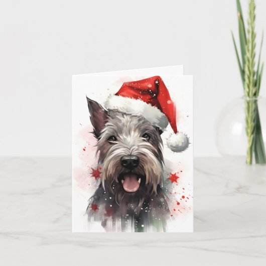 Miniatur Schnauzer Weihnachtsmalerei rund um zwei Karte (Vorderseite)