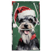 Miniatur Schnauzer Weihnachtsmalerei rund um zwei Kleine Geschenktüte (Rückseite)