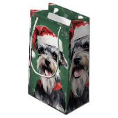 Miniatur Schnauzer Weihnachtsmalerei rund um zwei Kleine Geschenktüte (Rückseite Schrägansicht)