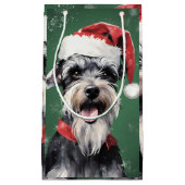 Miniatur Schnauzer Weihnachtsmalerei rund um zwei Kleine Geschenktüte (Vorderseite)