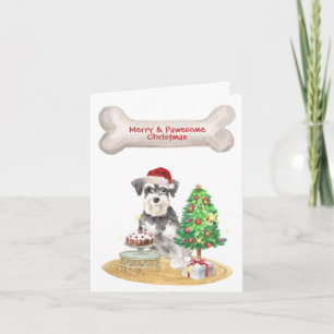 Miniatur Schnauzer Weihnachtsmannmütze Weihnachten