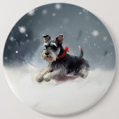 Miniatur Schnauzer Weihnachtsschnee Winter Button (Vorderseite)