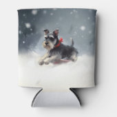 Miniatur Schnauzer Weihnachtsschnee Winter Dosenkühler (Vorderseite)