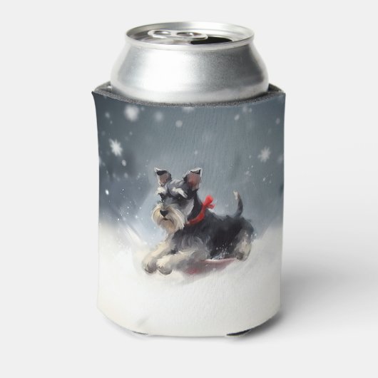 Miniatur Schnauzer Weihnachtsschnee Winter Dosenkühler (Kanne Rückseite)