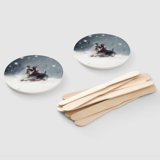 Miniatur Schnauzer Weihnachtsschnee Winter Fächer (Non-assembled)