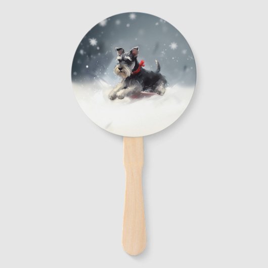Miniatur Schnauzer Weihnachtsschnee Winter Fächer (Vorderseite)